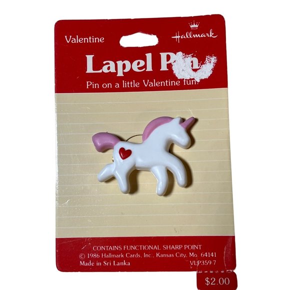 Hallmark Unicorn VALENTINES DAY PIN Vitage 1986 - Picture 2 of 8